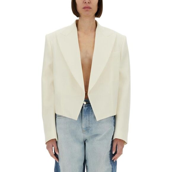 STELLA MCCARTNEY Cropped Shawl Collar Blazer Women WHITE Coats & Jackets